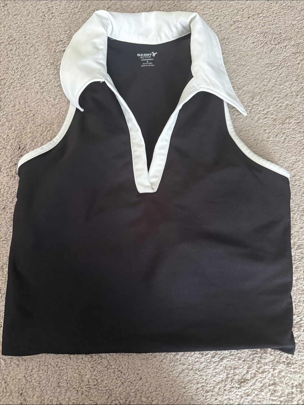 Old Navy Active Black Sleeveless Polo Tank with White Collar